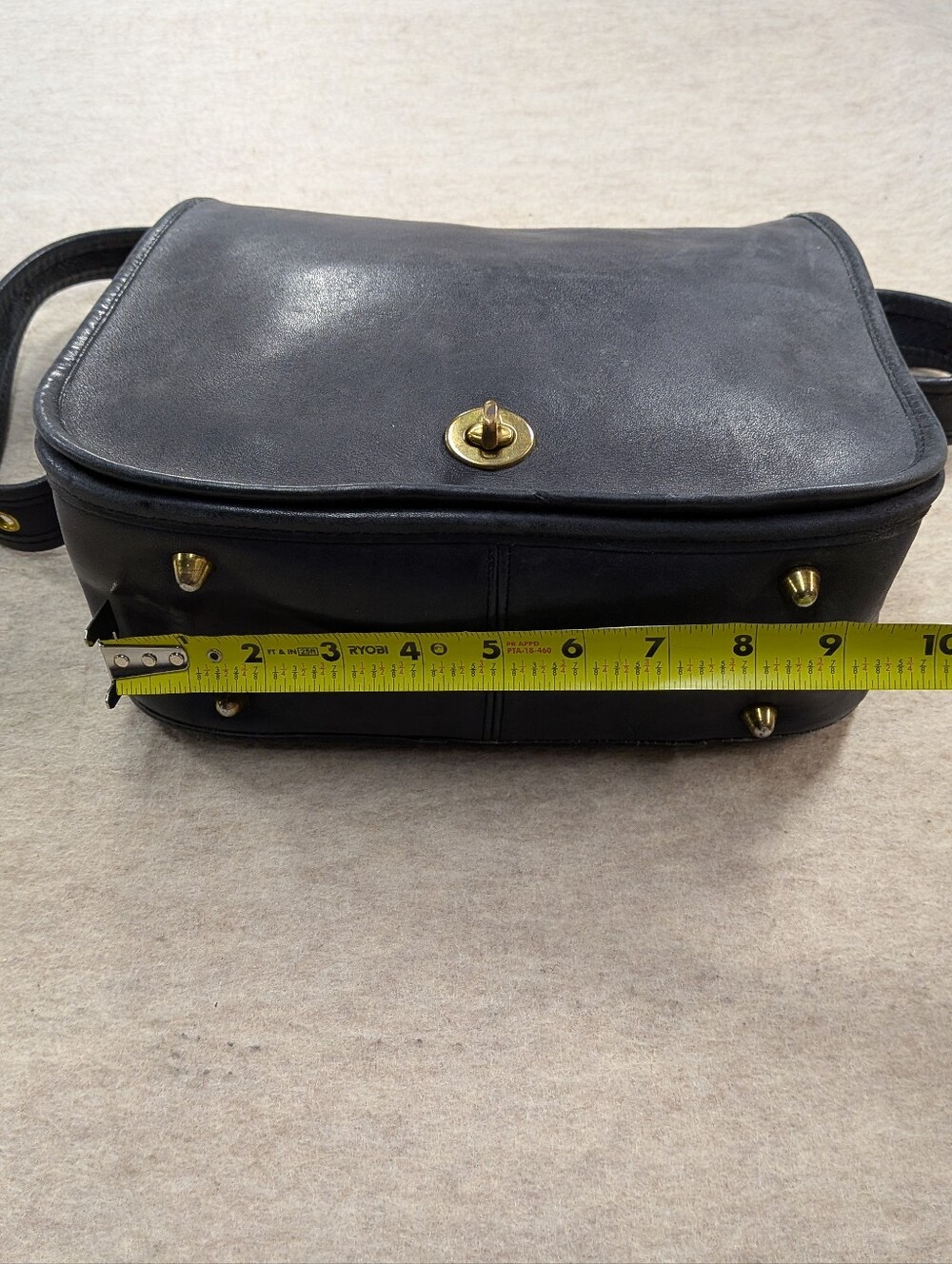 Vintage COACH Stunning Slate Gray Leather Stewardess Messanger Bag Purse Brass - Picture 9 of 14